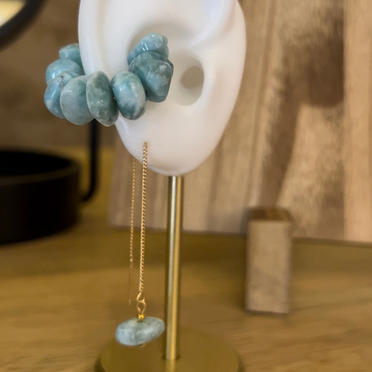 LARIMAR CHAIN EARRING GOLD