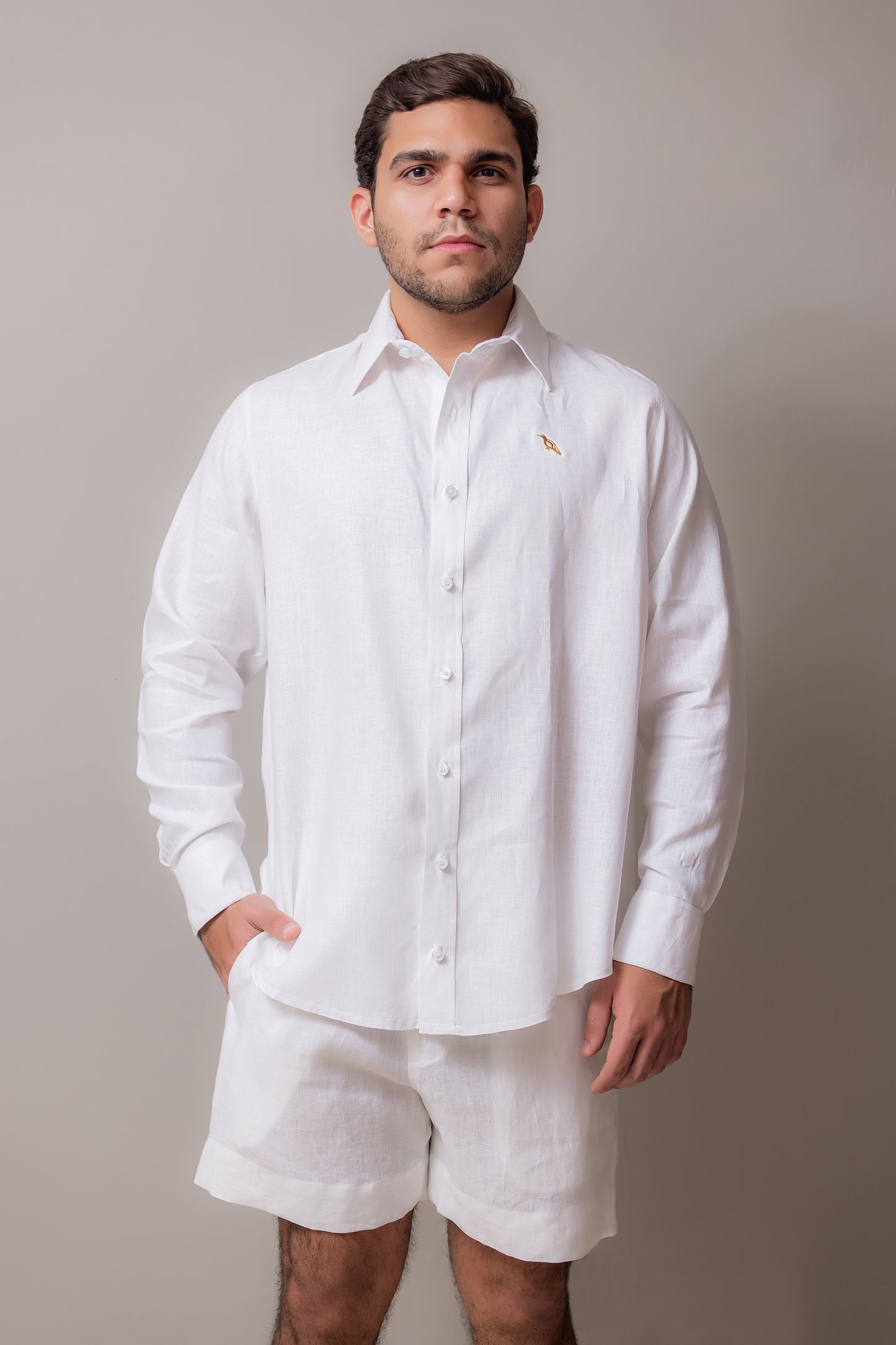 WHITE LINEN CARPENTER SHIRT