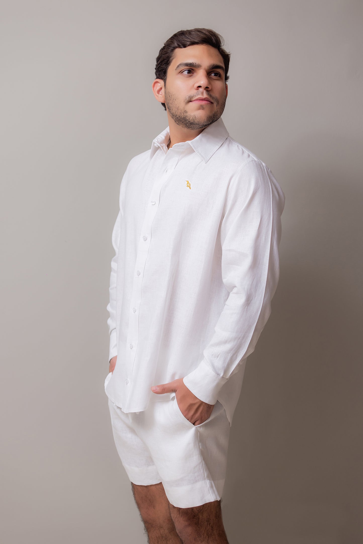 WHITE LINEN CARPENTER SHIRT