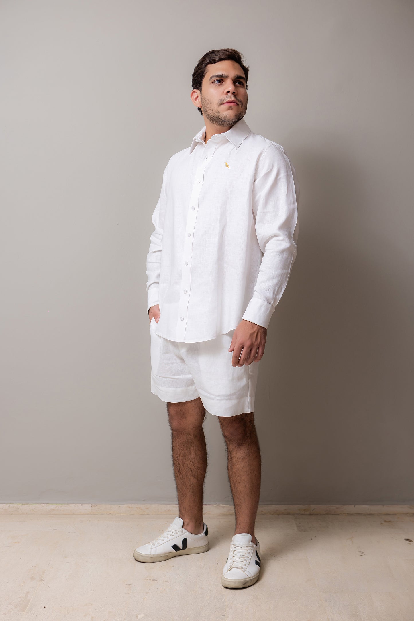 WHITE LINEN CARPENTER SHIRT