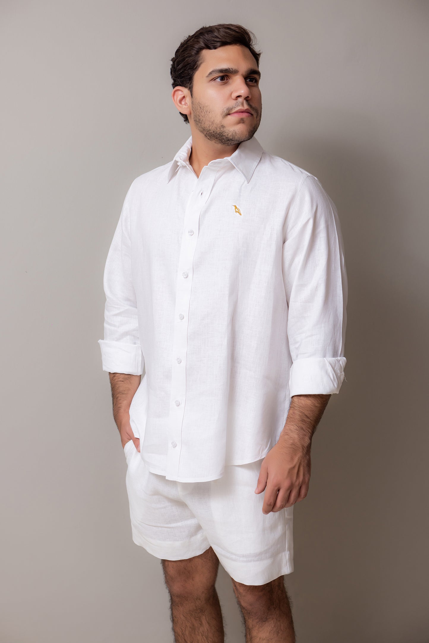 WHITE LINEN CARPENTER SHIRT