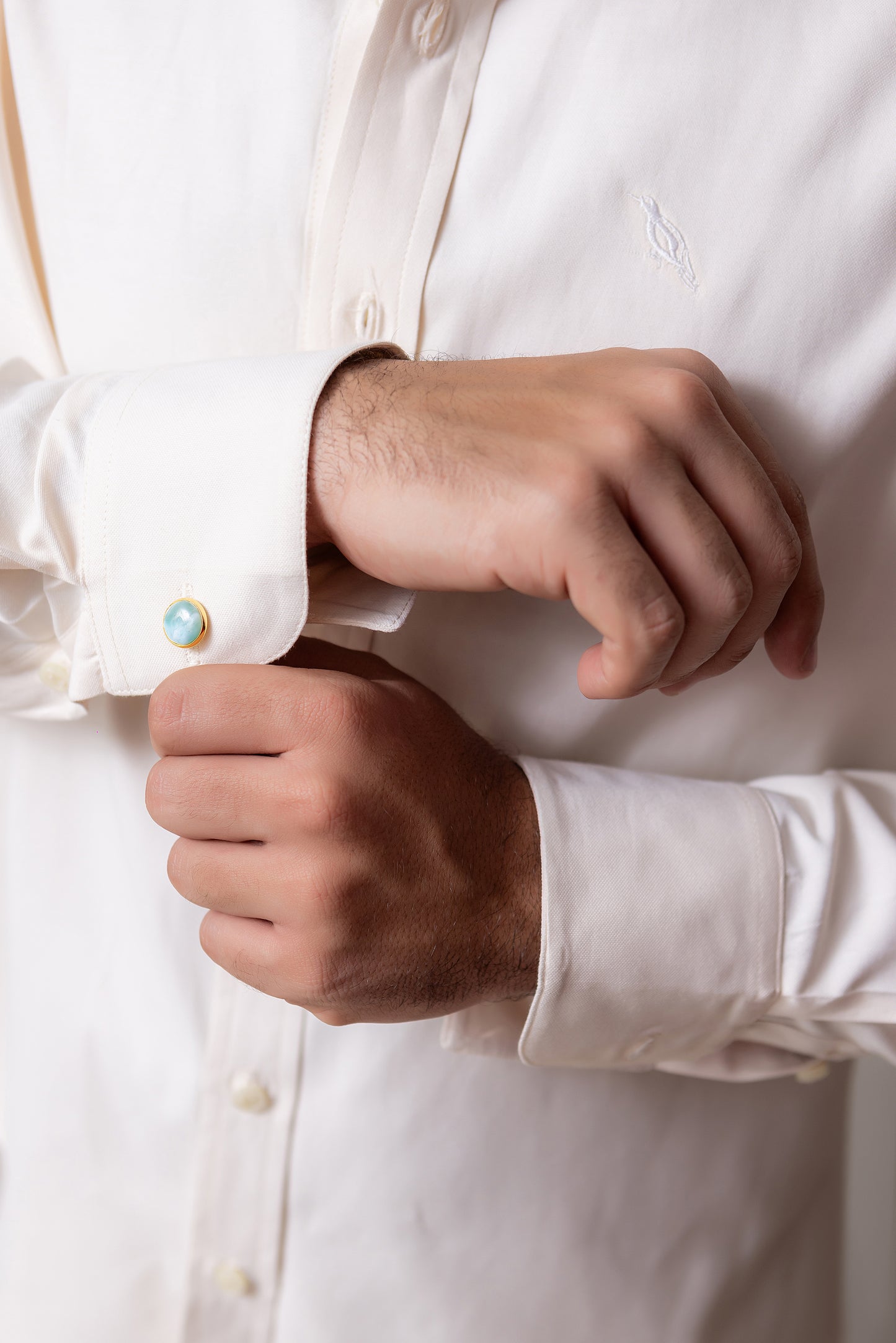 GOLDEN LARIMAR CUFFLINKS