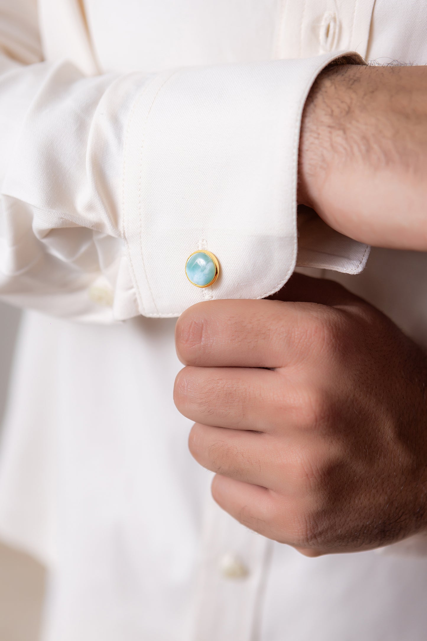 GOLDEN LARIMAR CUFFLINKS