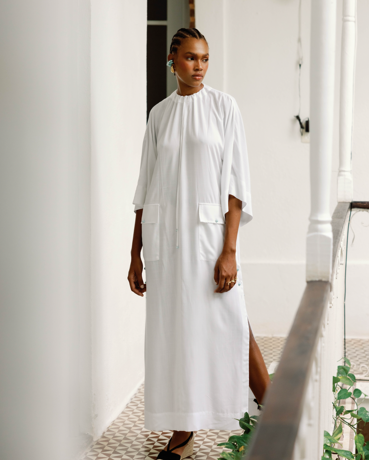 vestido blanco con larimar dominicano